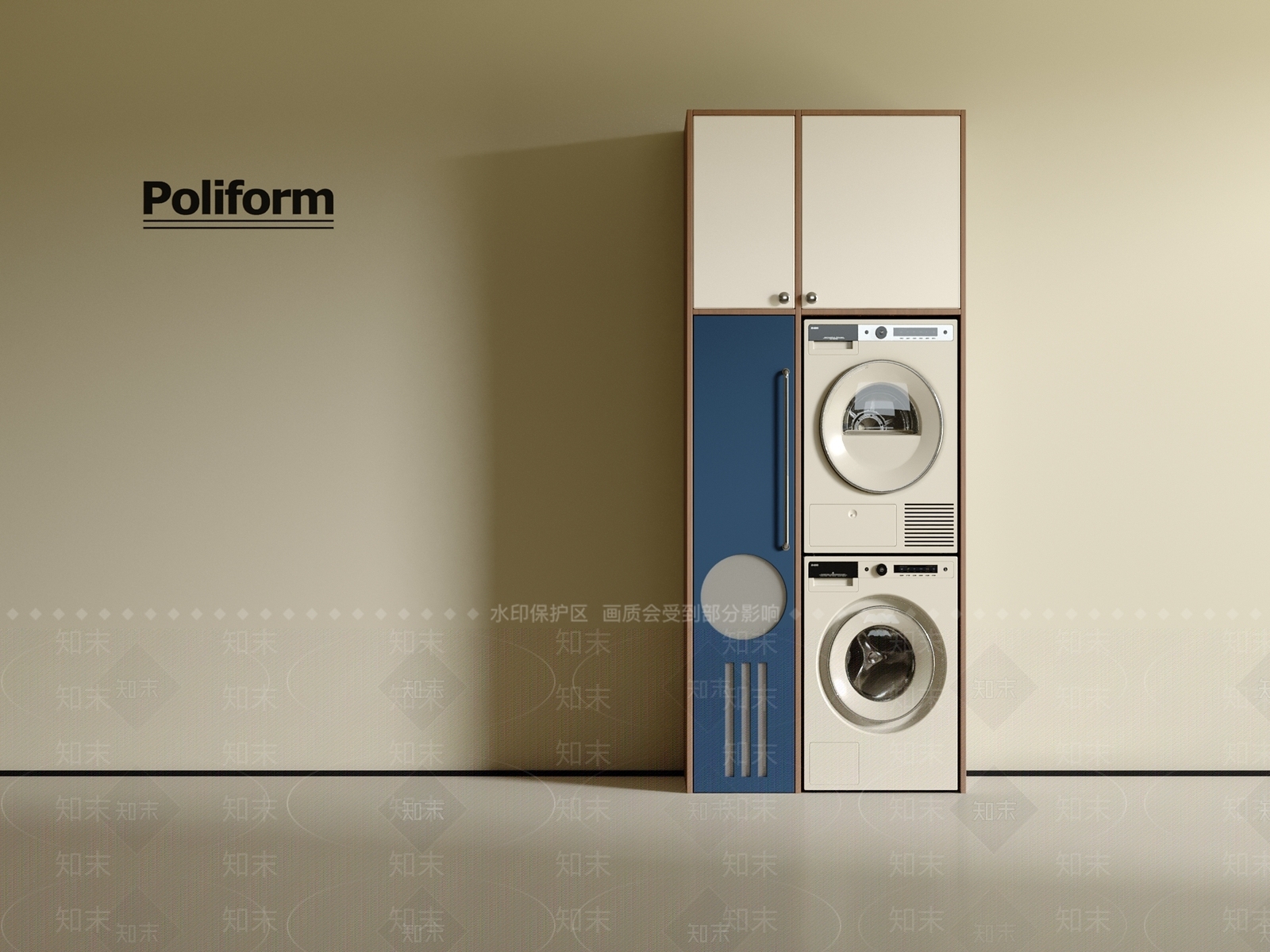 现代复古洗衣机柜3D模型下载【ID:1200958986】