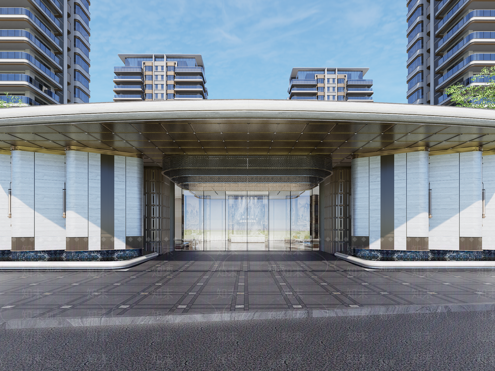 现代新中式售楼处建筑SU模型下载【ID:1200959590】