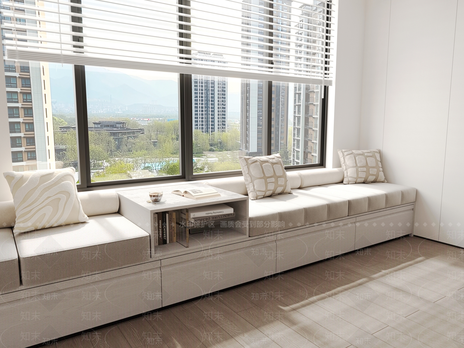 现代极简飘窗柜3D模型下载【ID:1200964208】