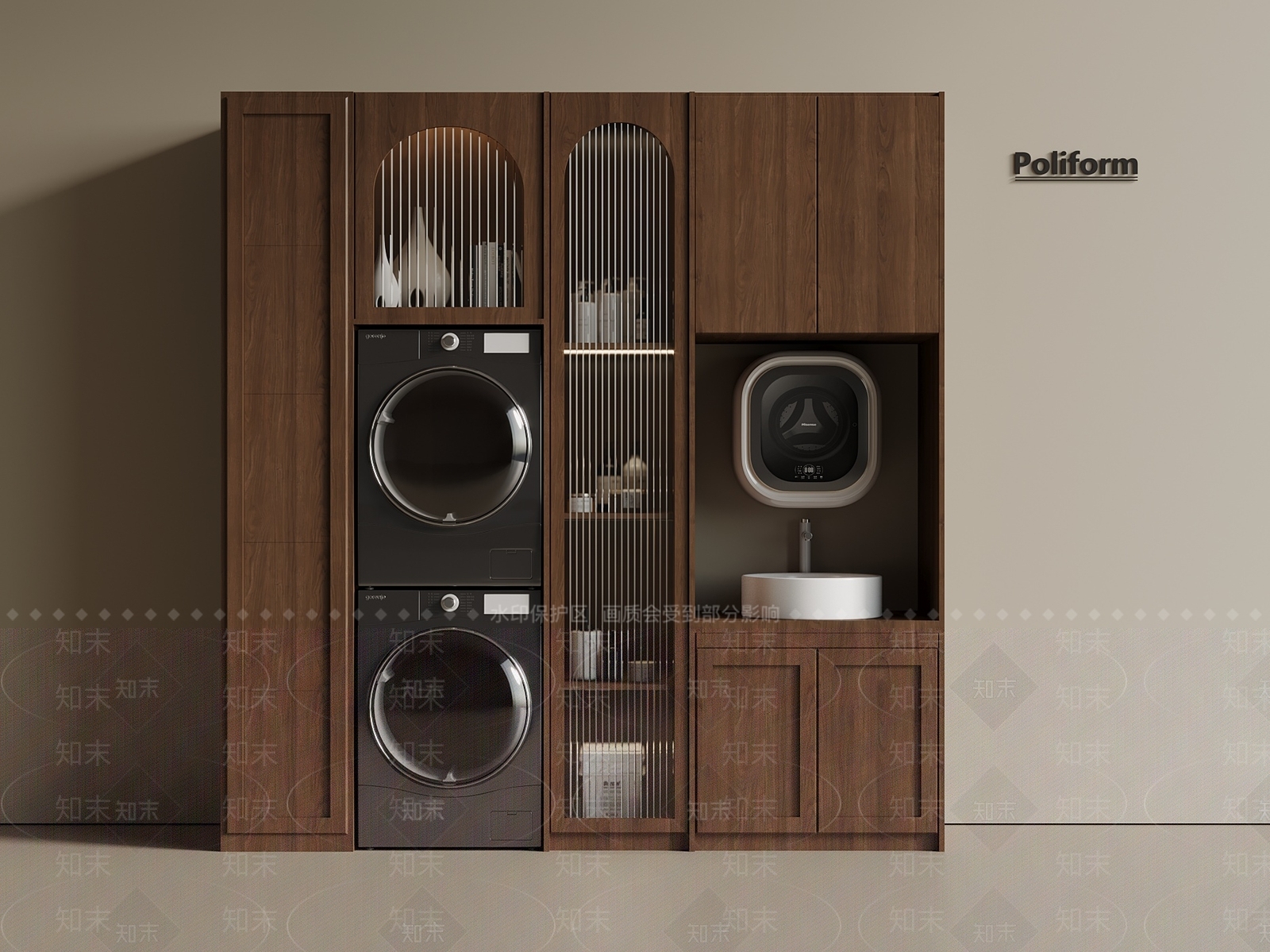 新中式中古洗衣机柜3D模型下载【ID:1200964250】