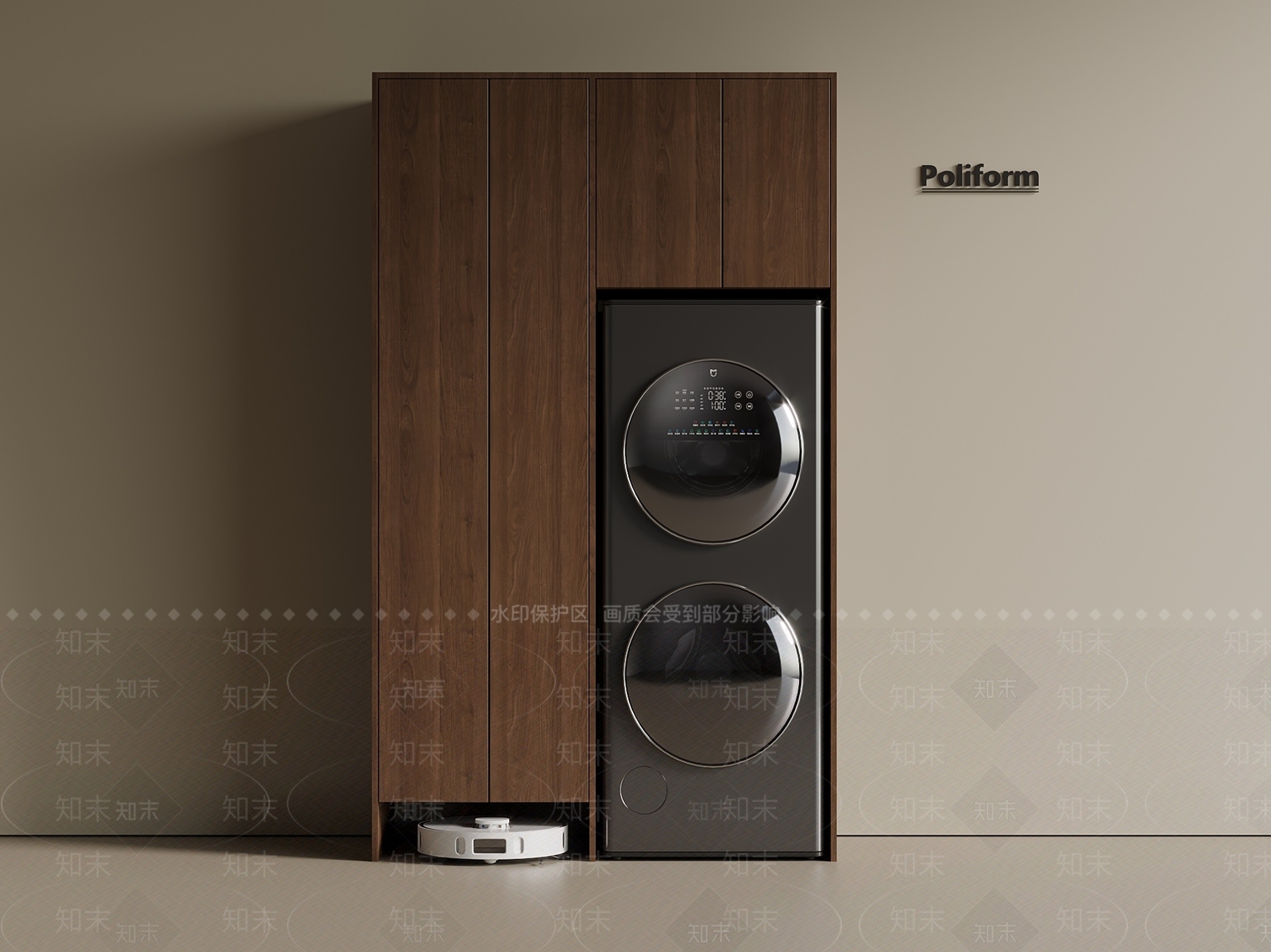 新中式中古洗衣机柜3D模型下载【ID:1200964398】