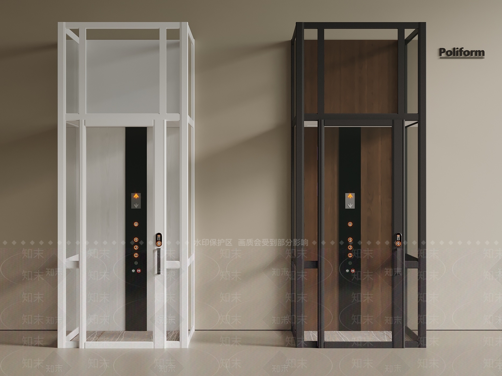 新中式现代电梯间3D模型下载【ID:1200964554】