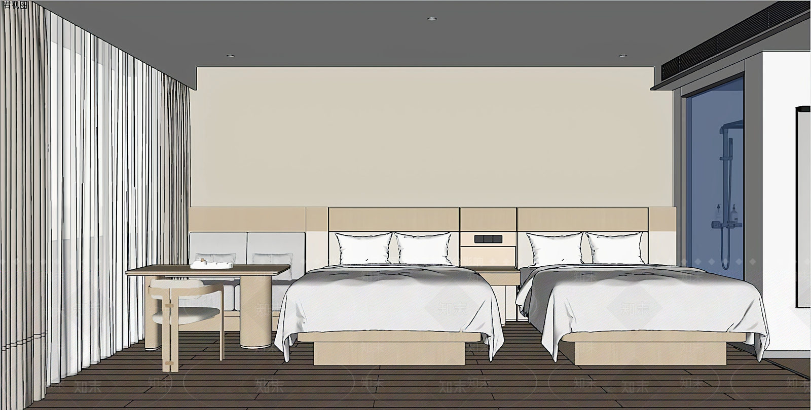 现代酒店客房SU模型下载【ID:1200966219】