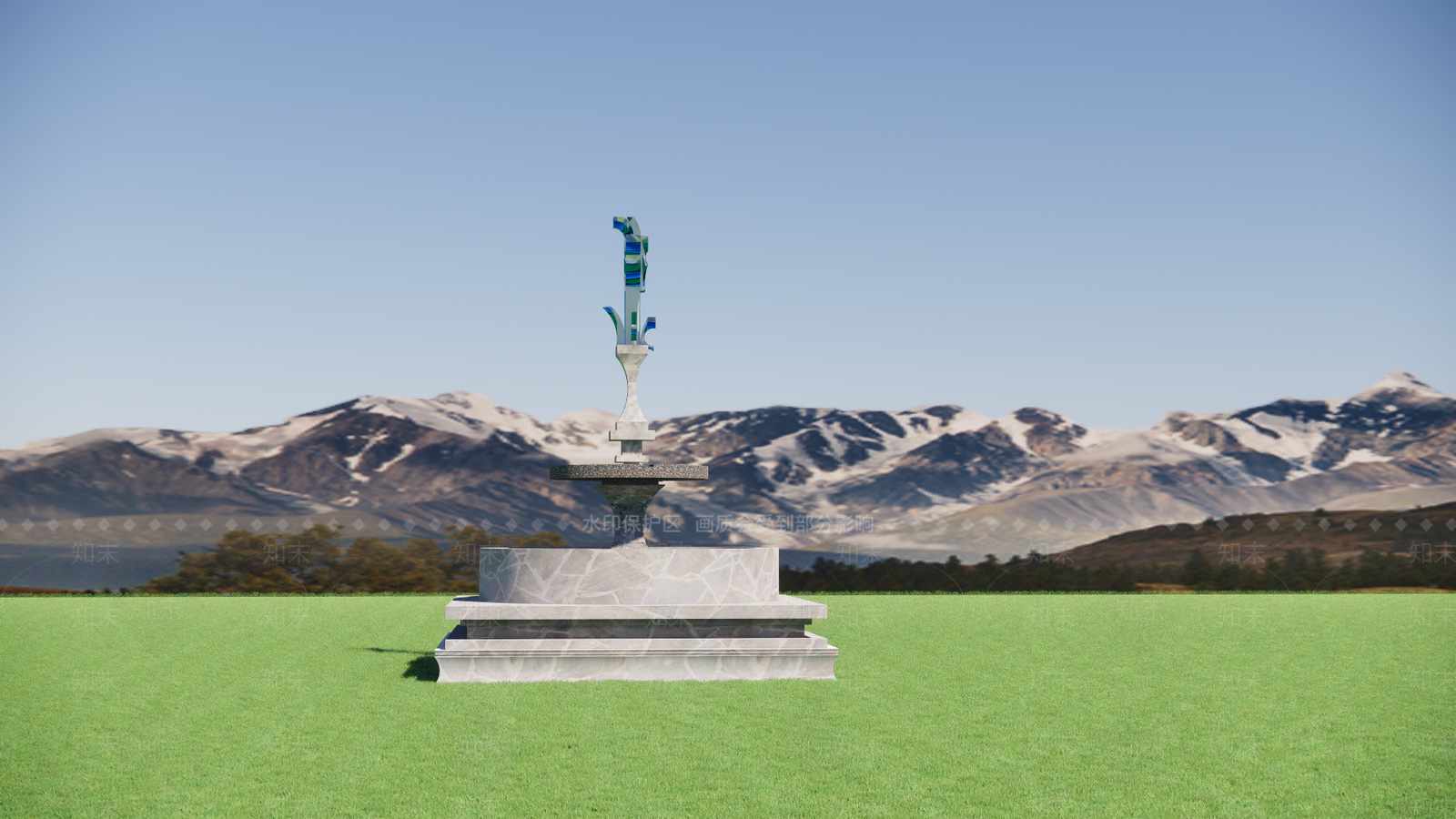 欧式简欧喷泉SU模型下载【ID:1200966650】