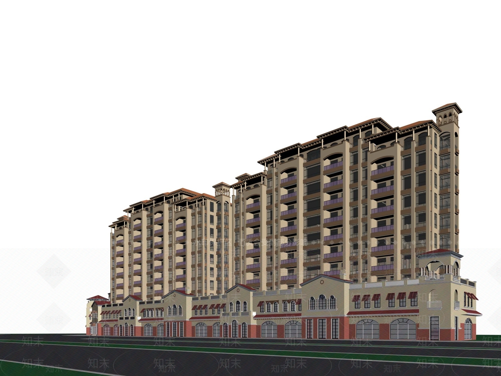 欧式高层住宅3D模型下载【ID:1200966706】