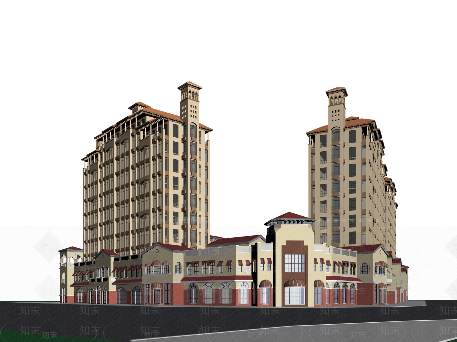 欧式高层住宅3D模型下载【ID:1200966706】