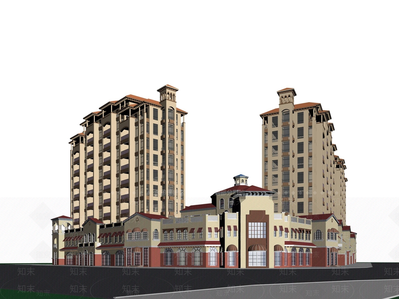 欧式高层住宅3D模型下载【ID:1200966706】