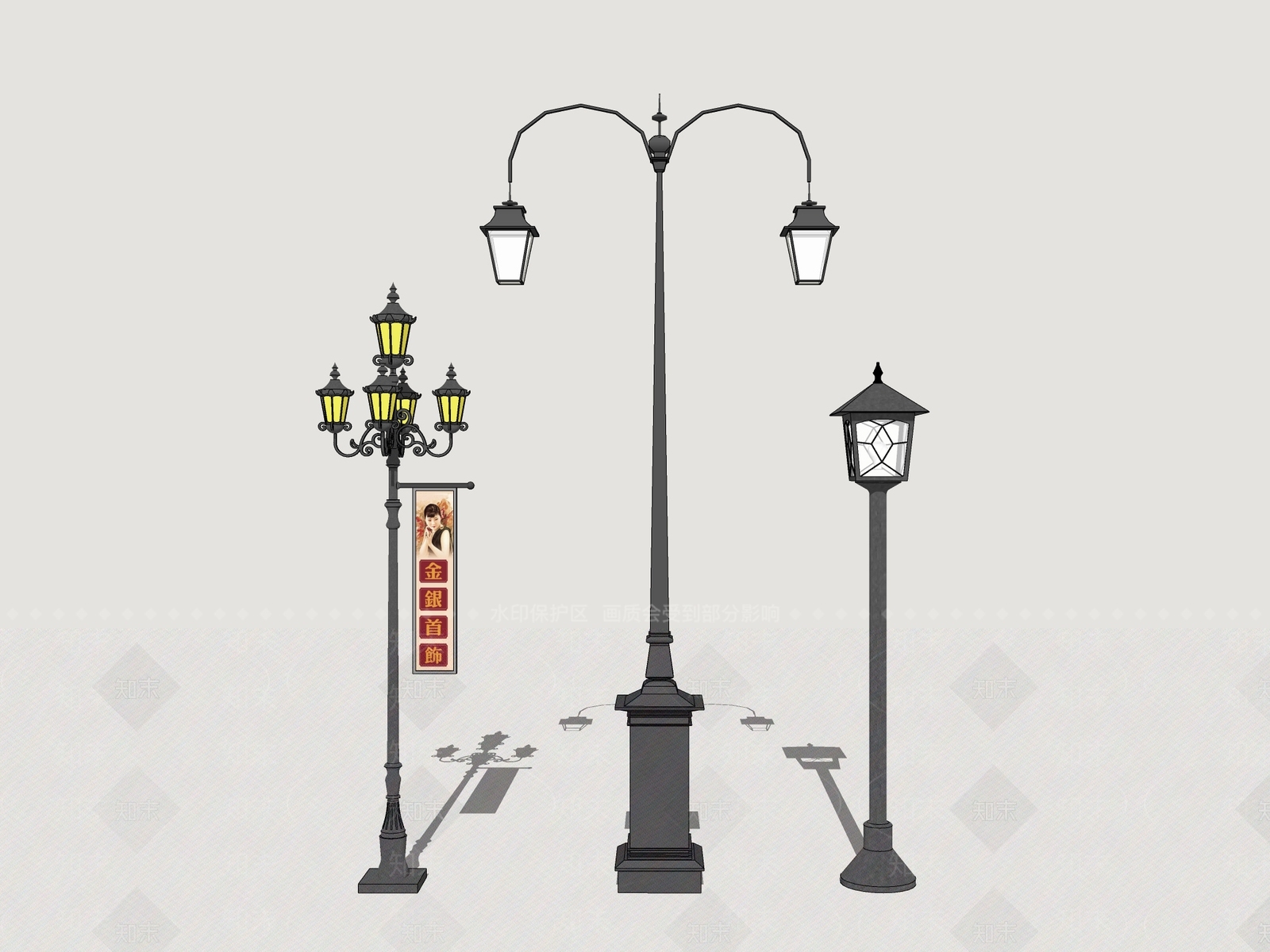 欧式路灯SU模型下载【ID:1200966704】