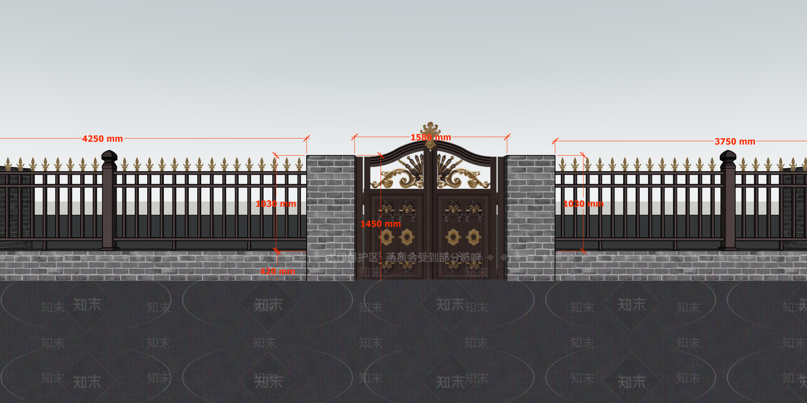 新中式现代大门SU模型下载【ID:1200968980】