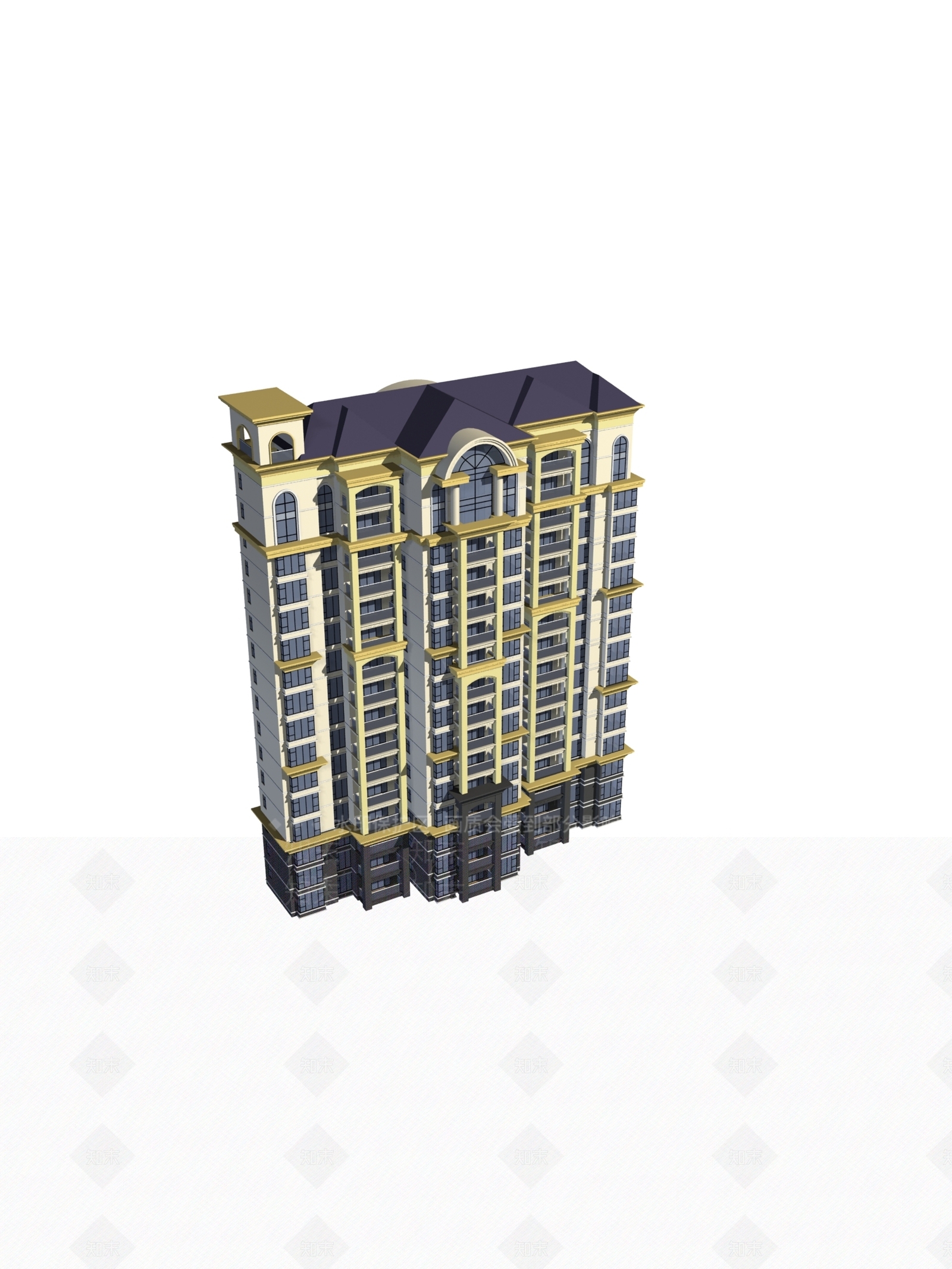 欧式高层住宅3D模型下载【ID:1200969445】