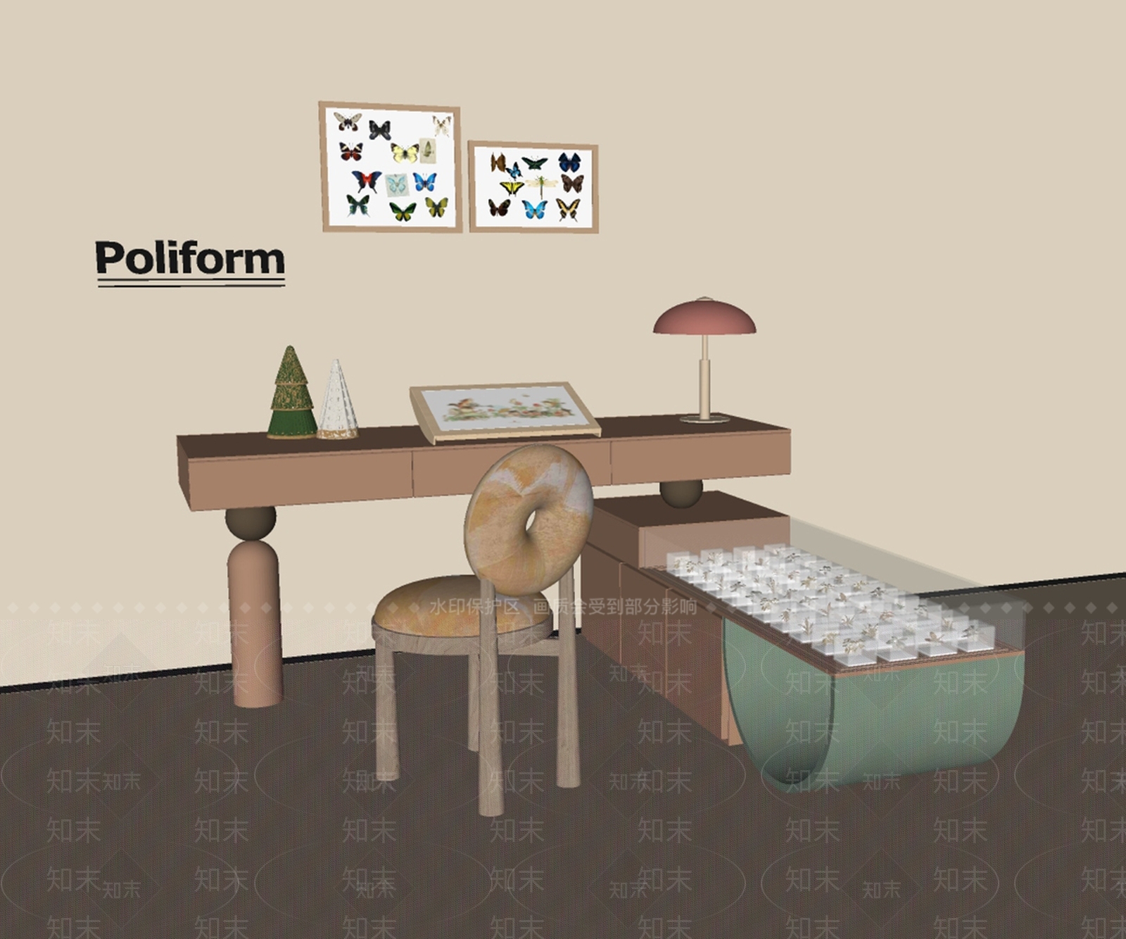 现代中古儿童学习桌SU模型下载【ID:1200969646】
