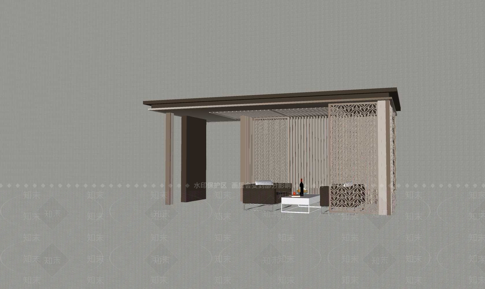 新中式廊架SU模型下载【ID:1200969786】