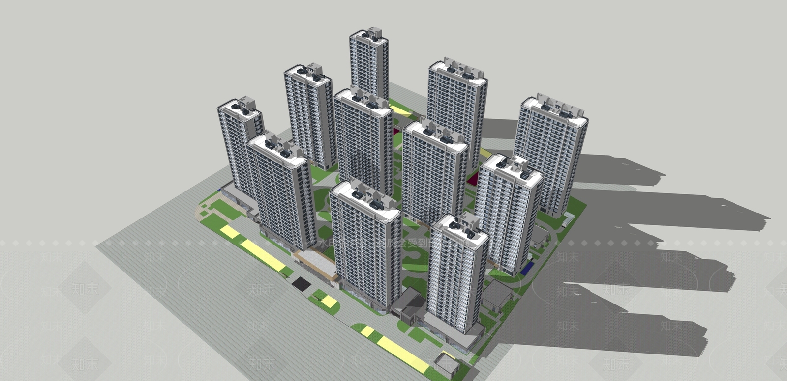 现代轻奢高层住宅SU模型下载【ID:1200970388】