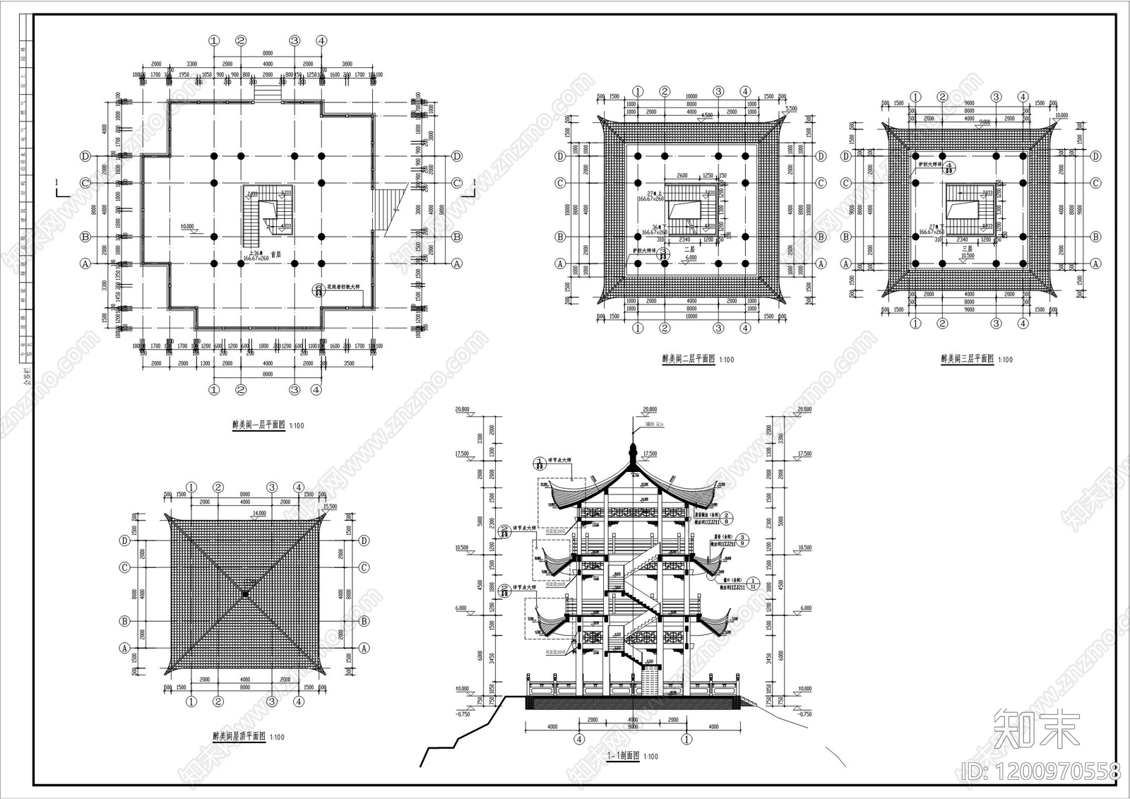 仿古建筑施工图下载【ID:1200970558】