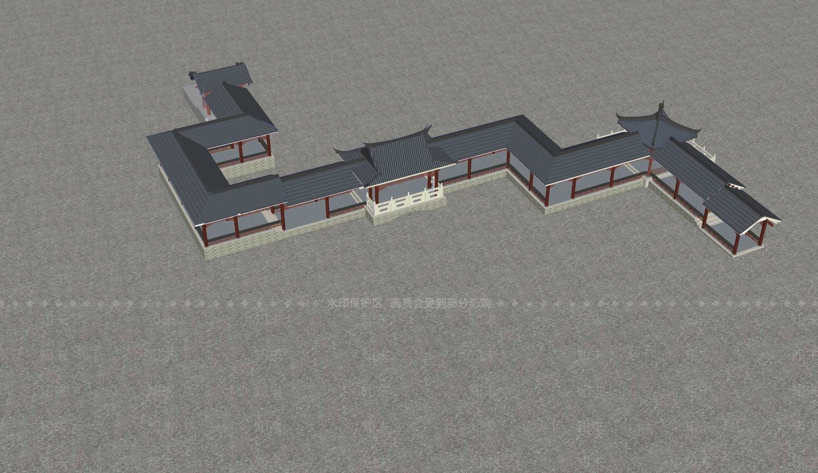 中式廊架SU模型下载【ID:1200971398】