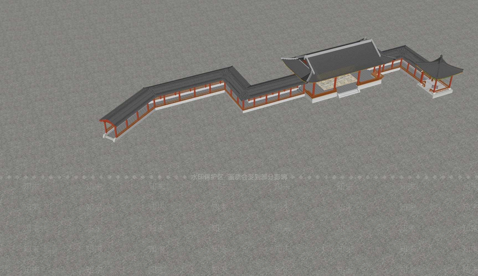中式廊架SU模型下载【ID:1200971491】