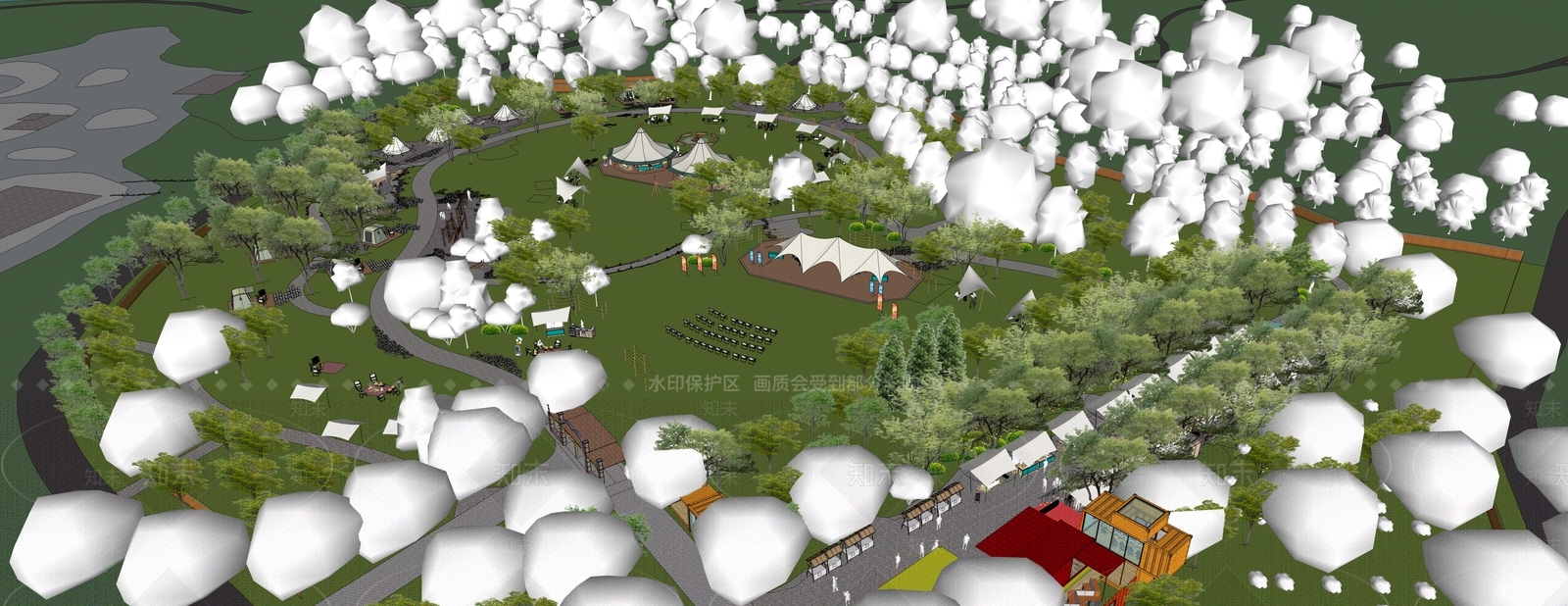 现代景观公园SU模型下载【ID:1200971754】