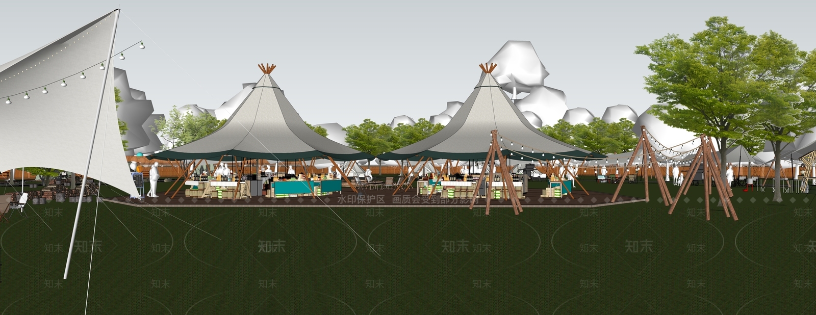 现代景观公园SU模型下载【ID:1200971754】