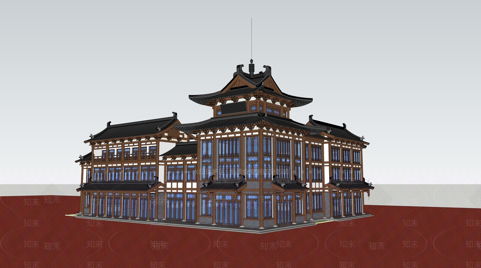中式其他商业建筑SU模型下载【ID:1200972043】