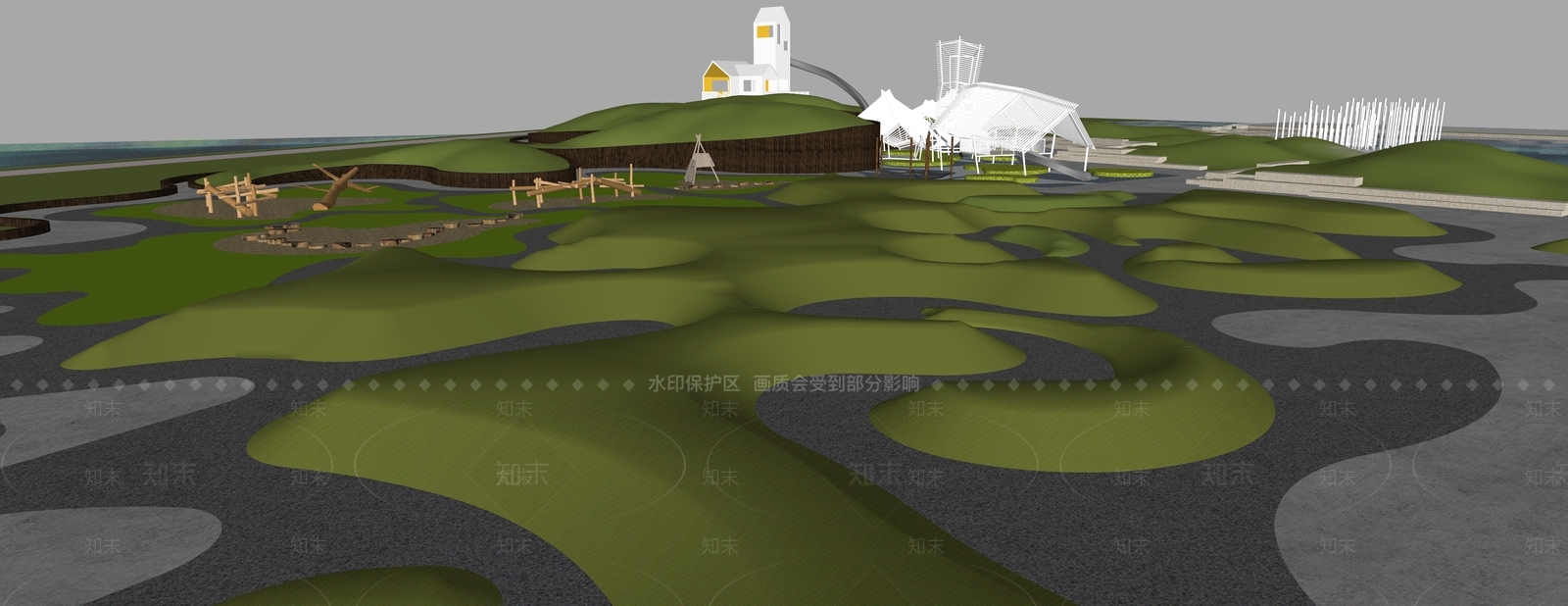 现代景观公园SU模型下载【ID:1200971920】