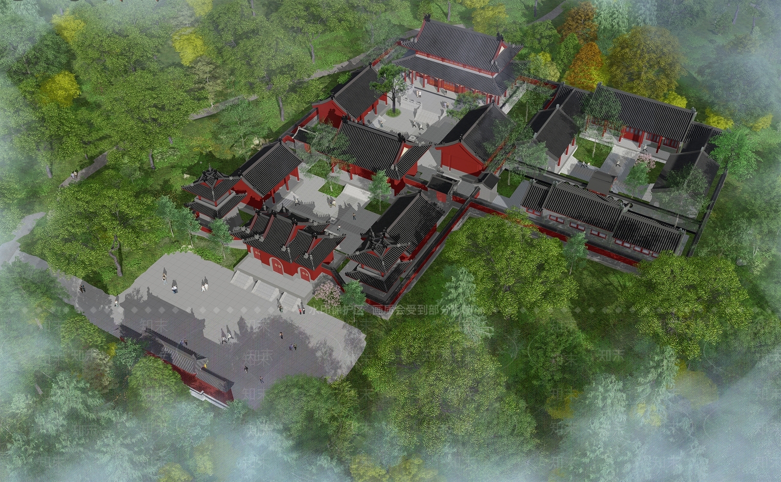 中式寺庙建筑SU模型下载【ID:1200973060】
