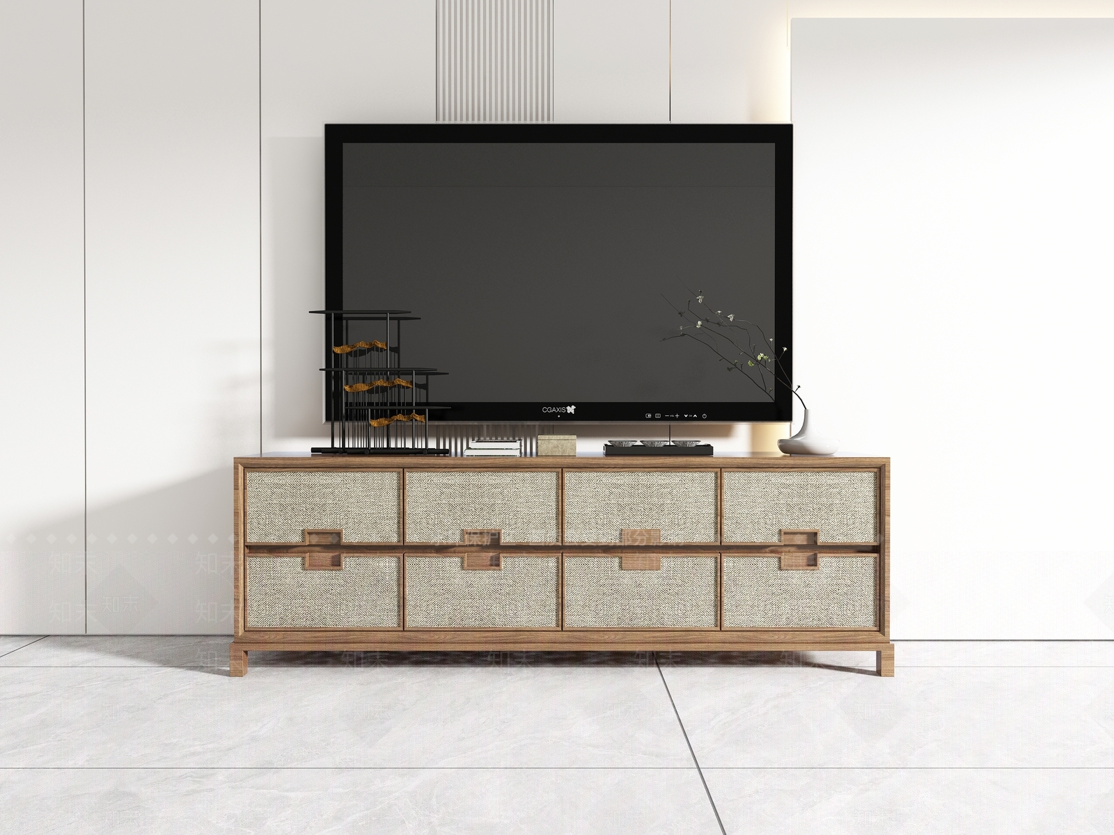 现代中式电视柜3D模型下载【ID:1200973953】