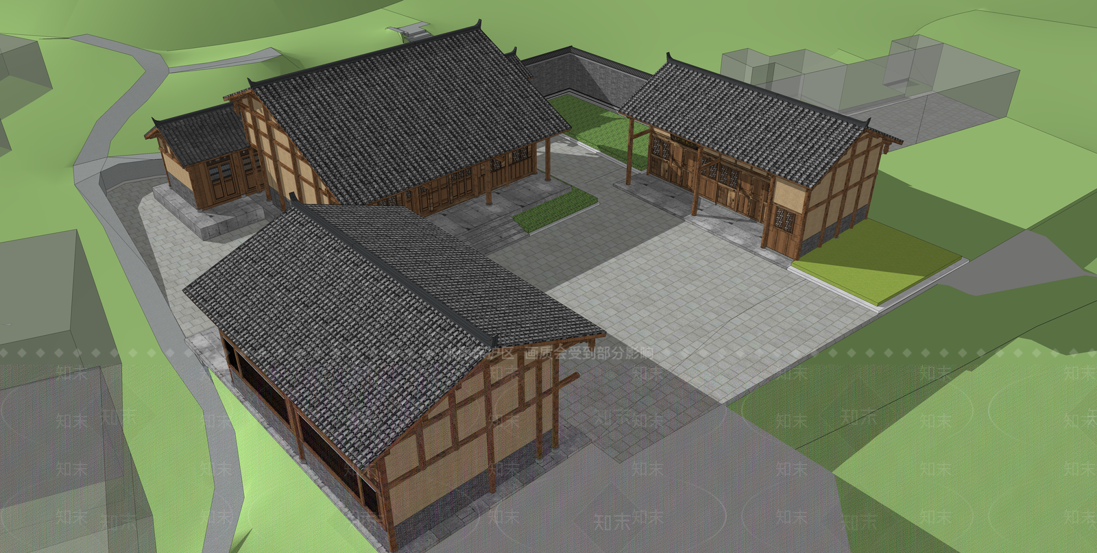 中式其他景观小建筑SU模型下载【ID:1200975995】