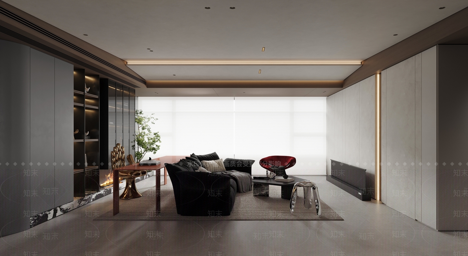 深色收纳展示柜家居客厅3D模型下载【ID:1227328161】