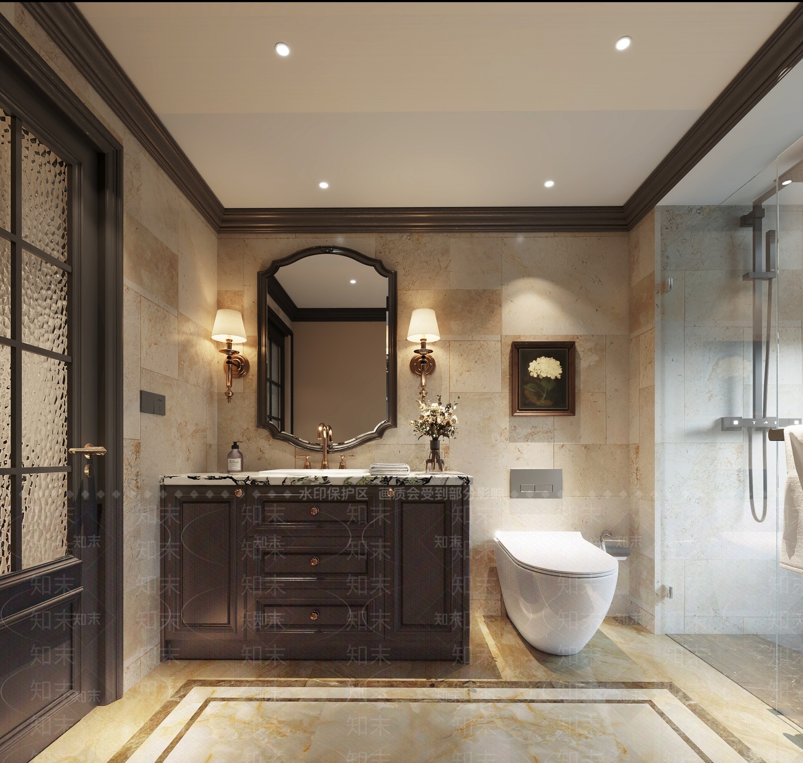 法式美式卫生间3D模型下载【ID:1200978263】