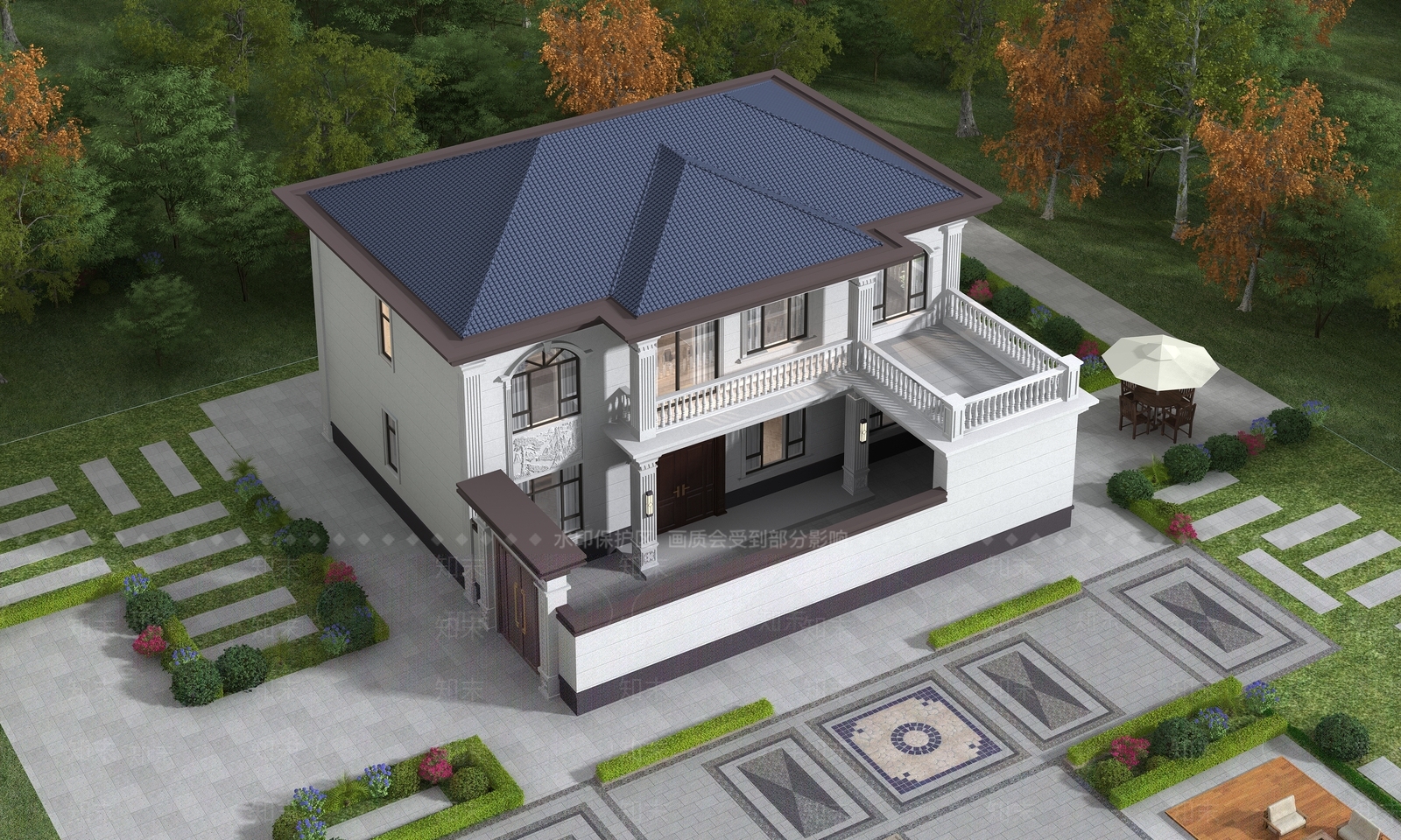 欧式别墅外观3D模型下载【ID:1200978981】