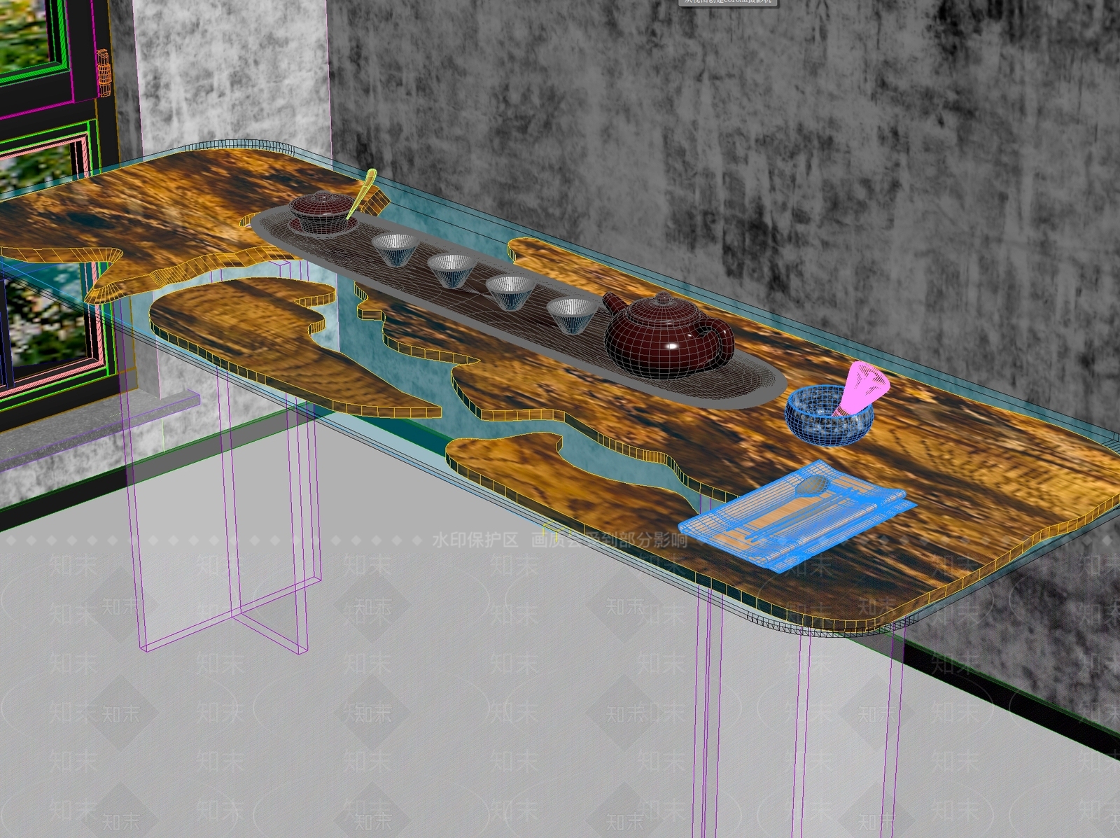 新中式中式茶桌椅3D模型下载【ID:1200980554】