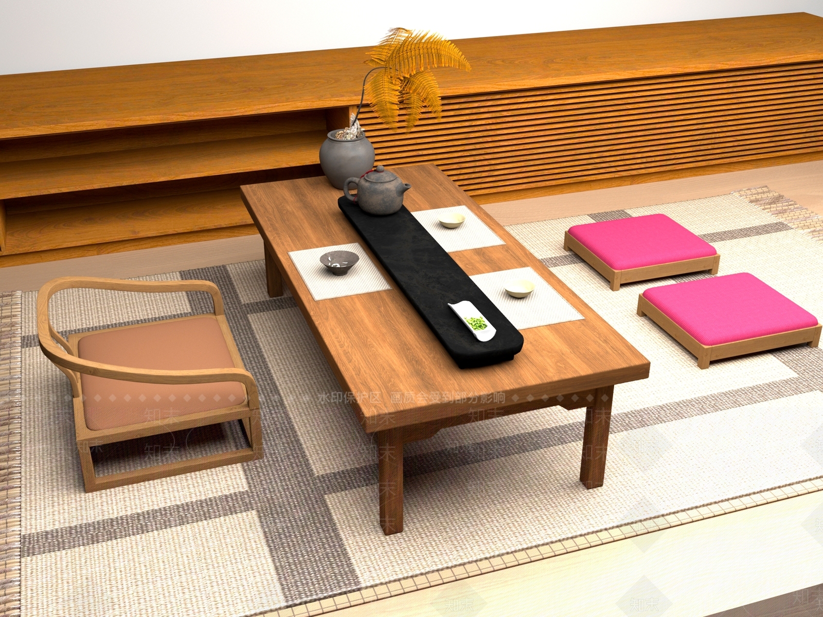 新中式中式茶桌椅3D模型下载【ID:1200981862】