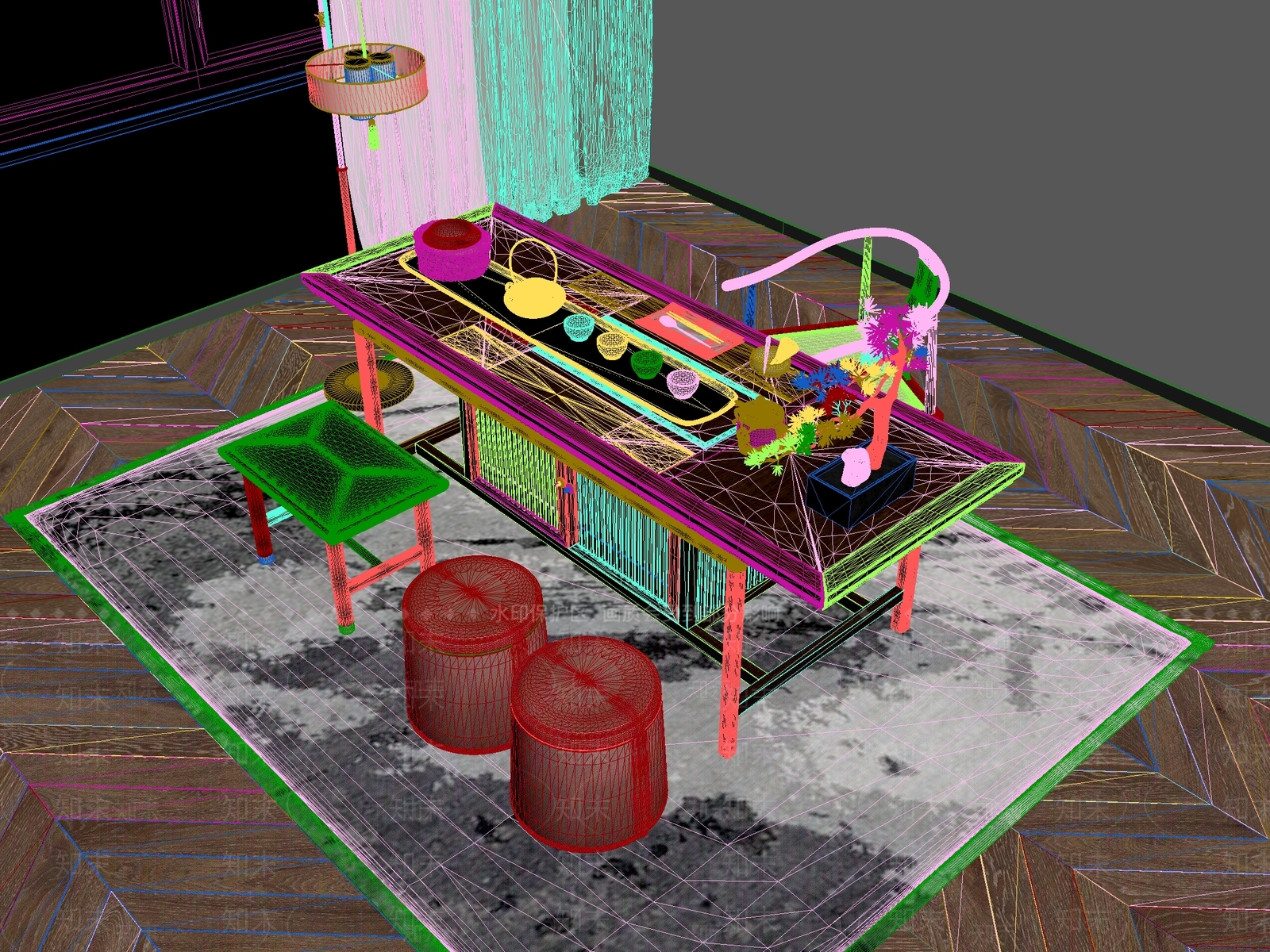 新中式中式茶桌椅3D模型下载【ID:1200982342】