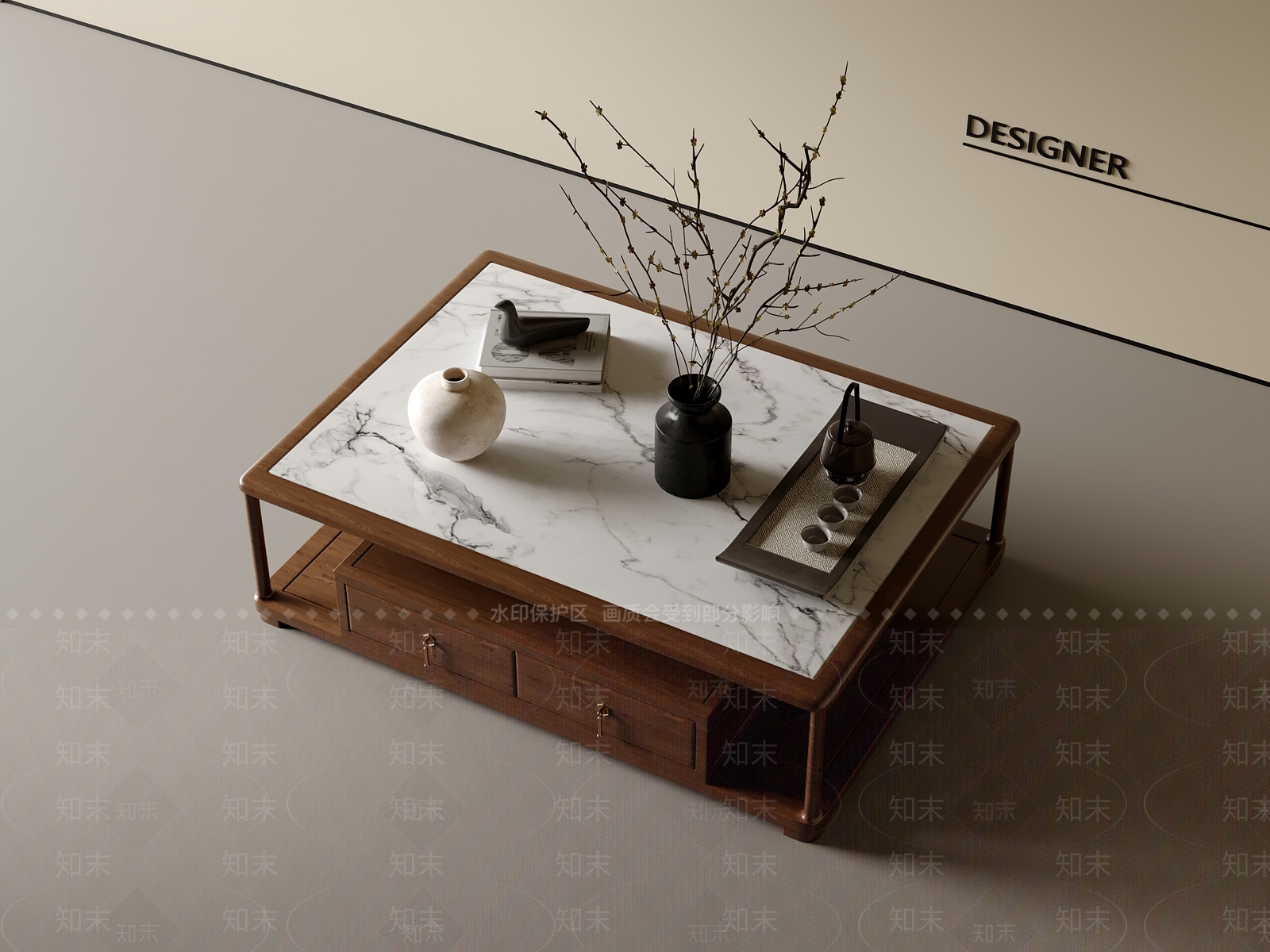 现代新中式茶几3D模型下载【ID:1200984402】