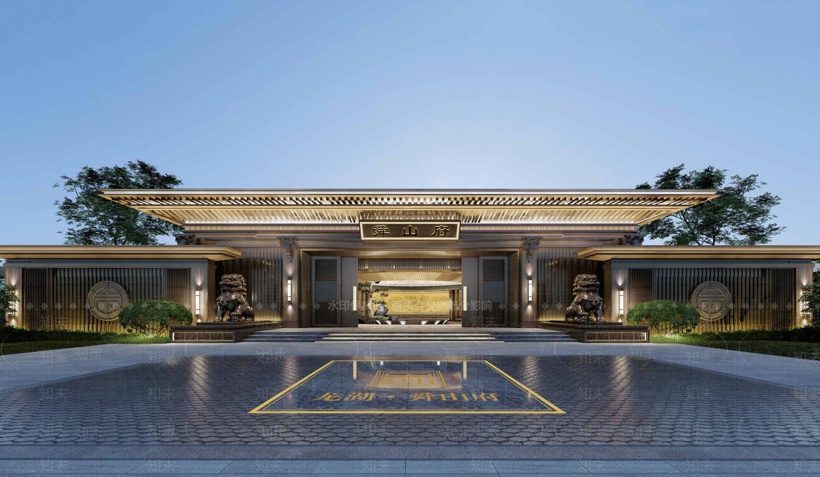新中式中式售楼处建筑SU模型下载【ID:1200985183】