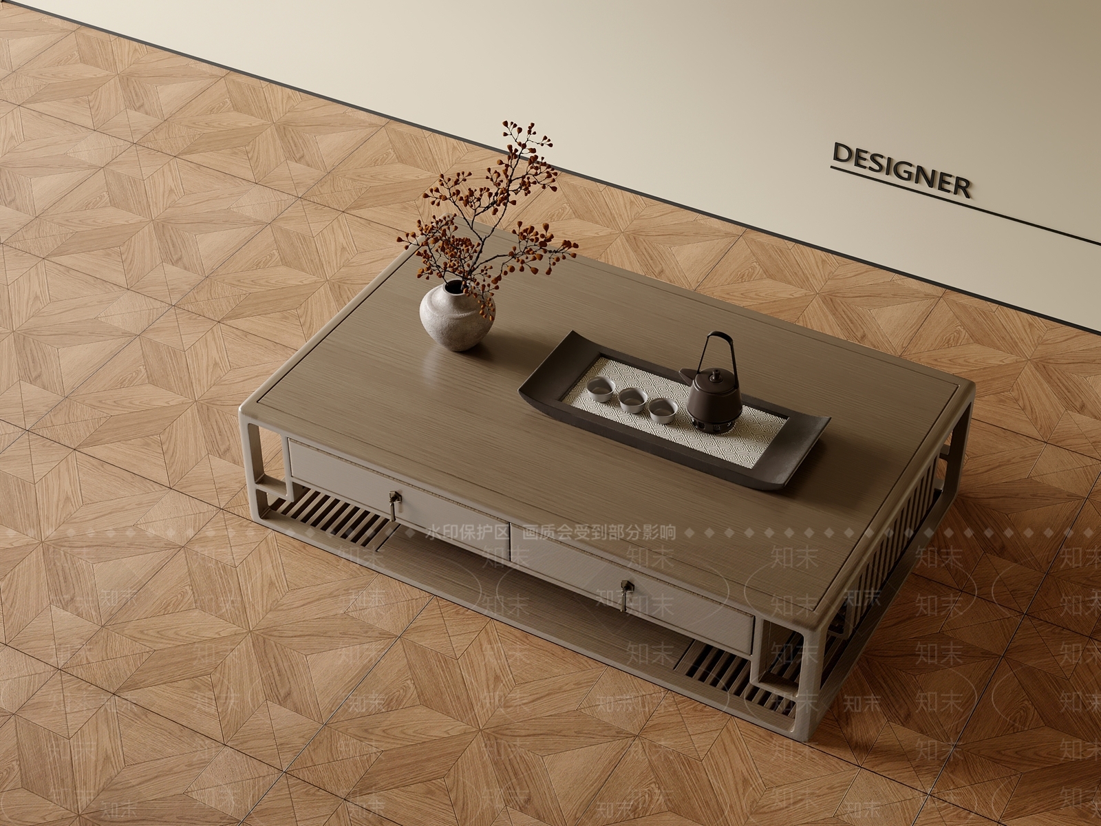 现代新中式茶几3D模型下载【ID:1200986051】
