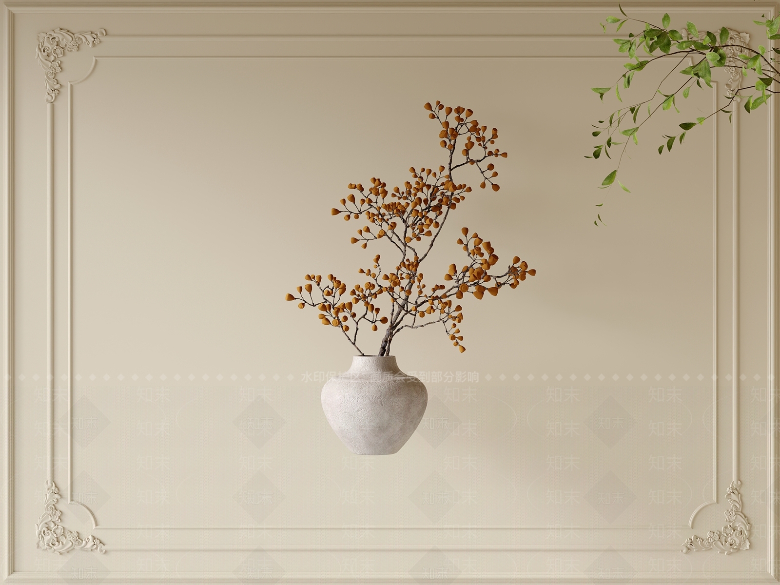 现代新中式花艺3D模型下载【ID:1200986374】
