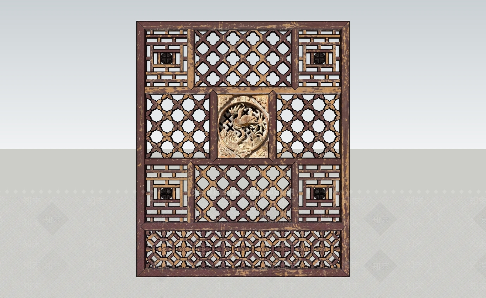 中式推拉窗SU模型下载【ID:1200986644】