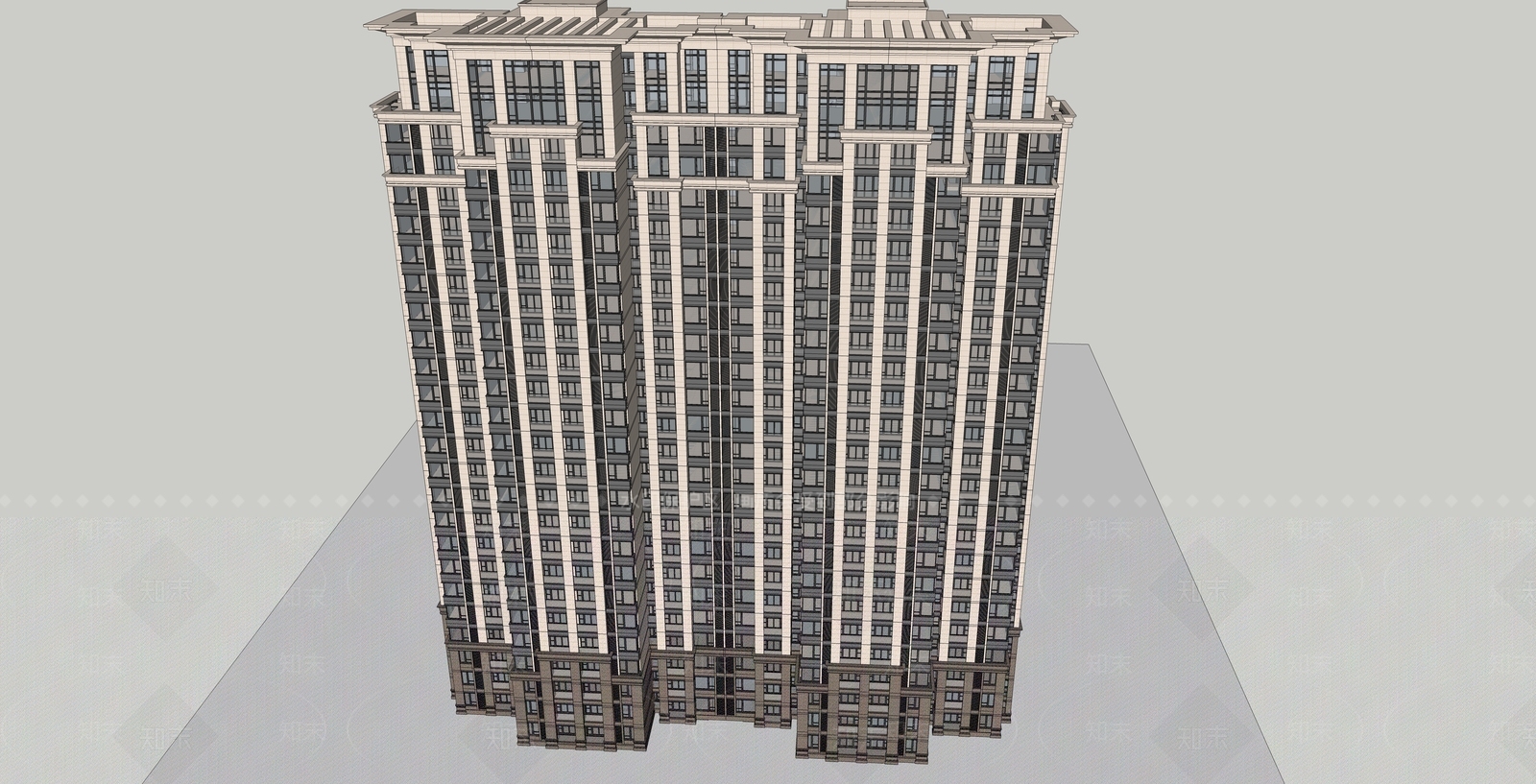 现代轻奢高层住宅SU模型下载【ID:1200986975】