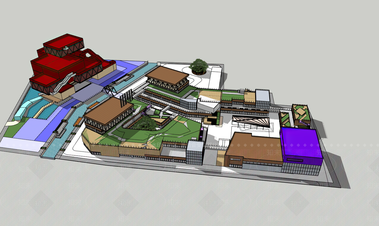 现代学校建筑SU模型下载【ID:1200987217】