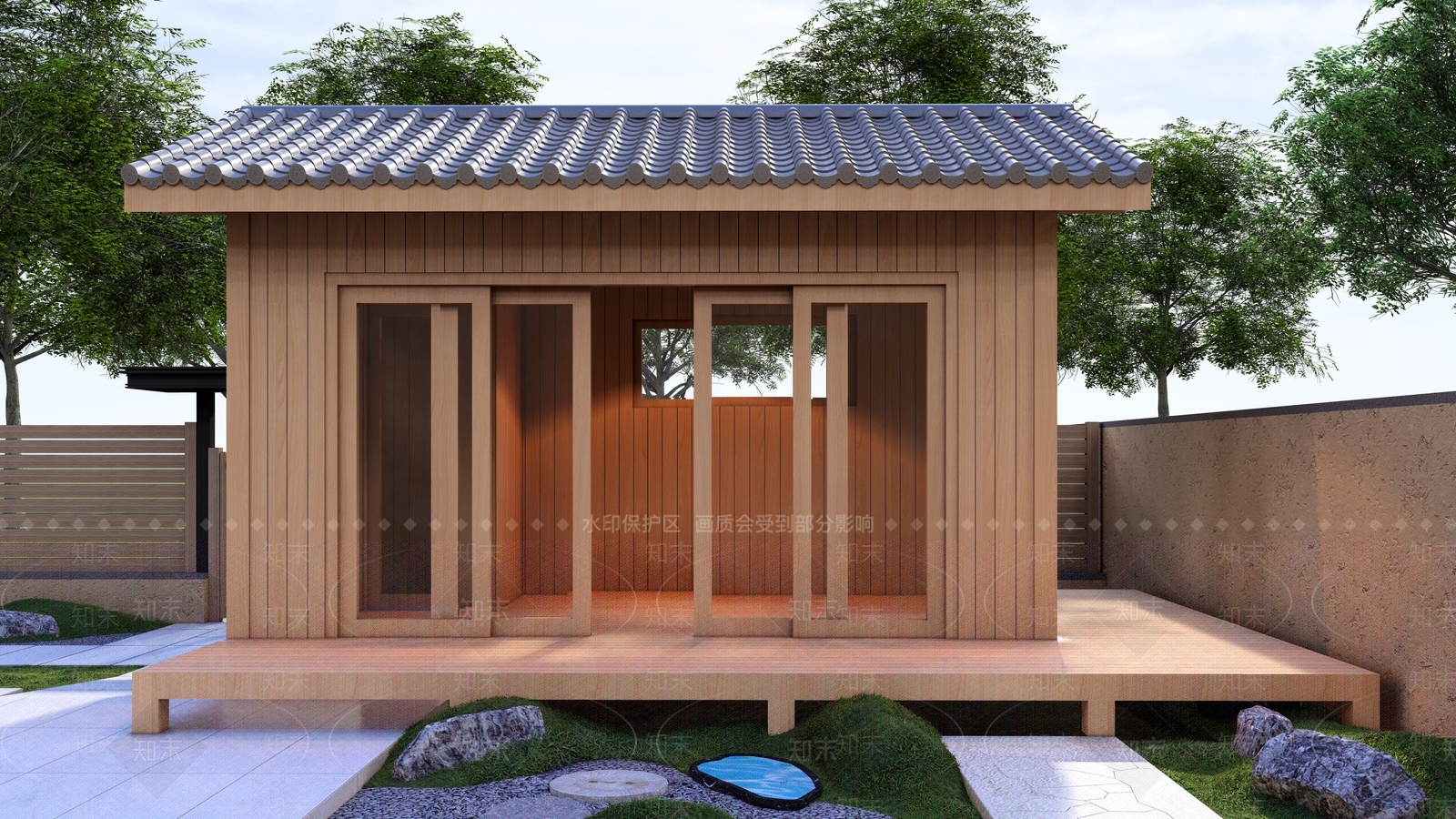 日式景观小建筑SU模型草图