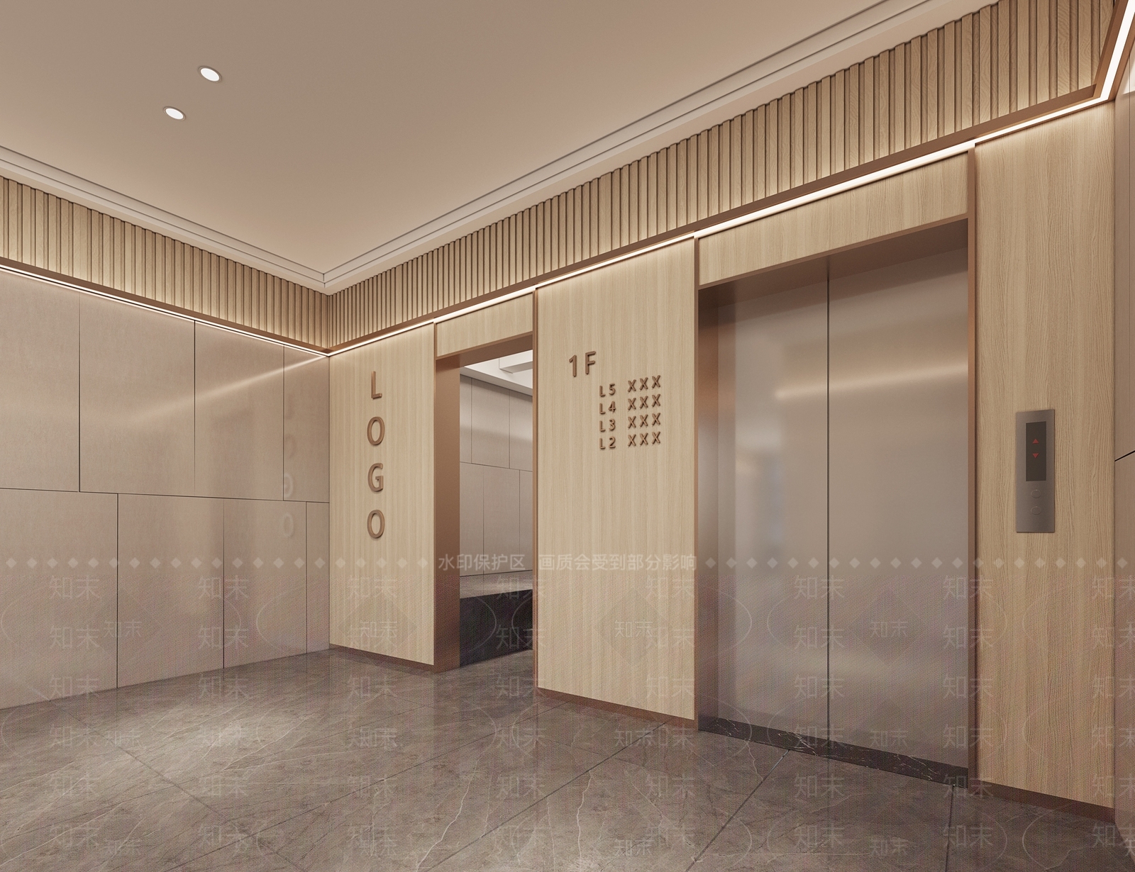 现代电梯间3D模型下载【ID:1200988338】