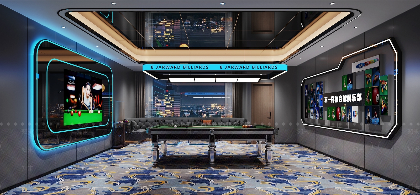 现代台球室3D模型下载【ID:1200989125】
