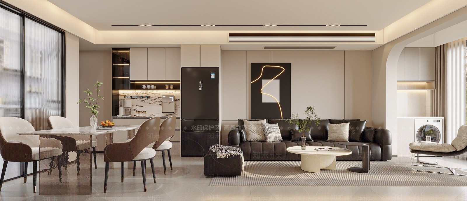 现代简约客餐厅3D模型下载【ID:1200992749】