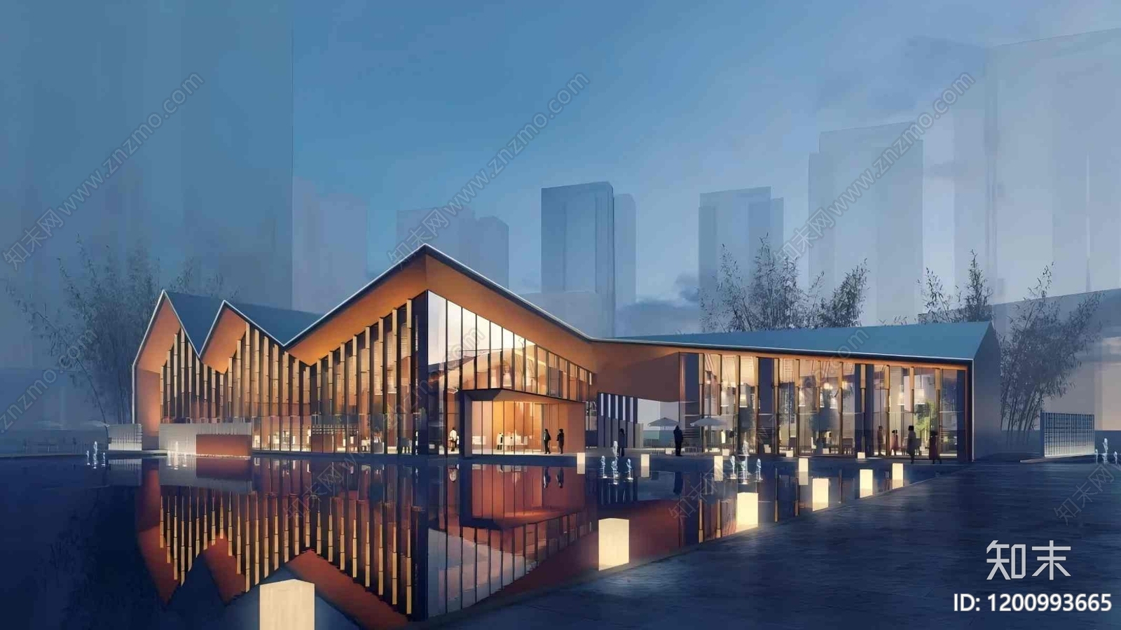 现代售楼处建筑施工图下载【ID:1200993665】