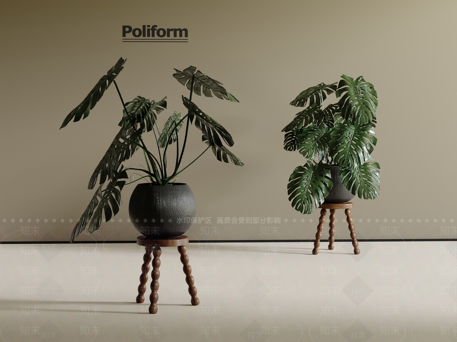 现代中古绿植摆件3D模型下载【ID:1200993455】