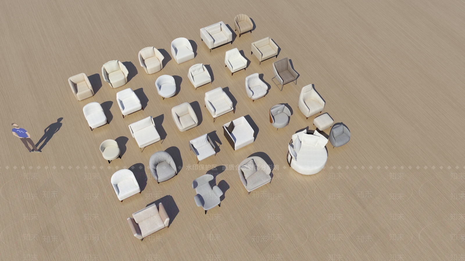 现代轻奢单人沙发SU模型下载【ID:1200994247】