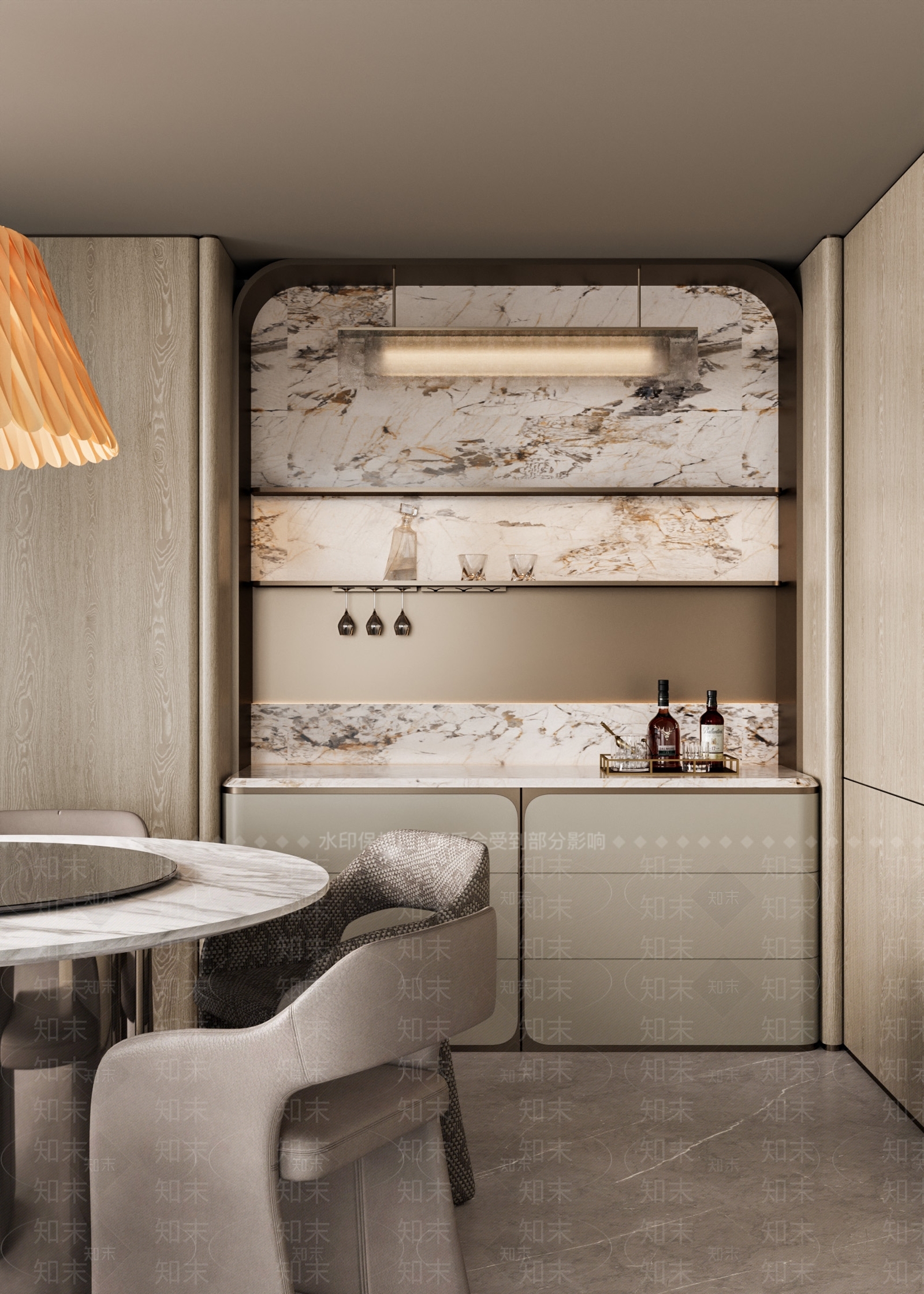 意式轻奢别墅餐厅3D模型下载【ID:1200994411】