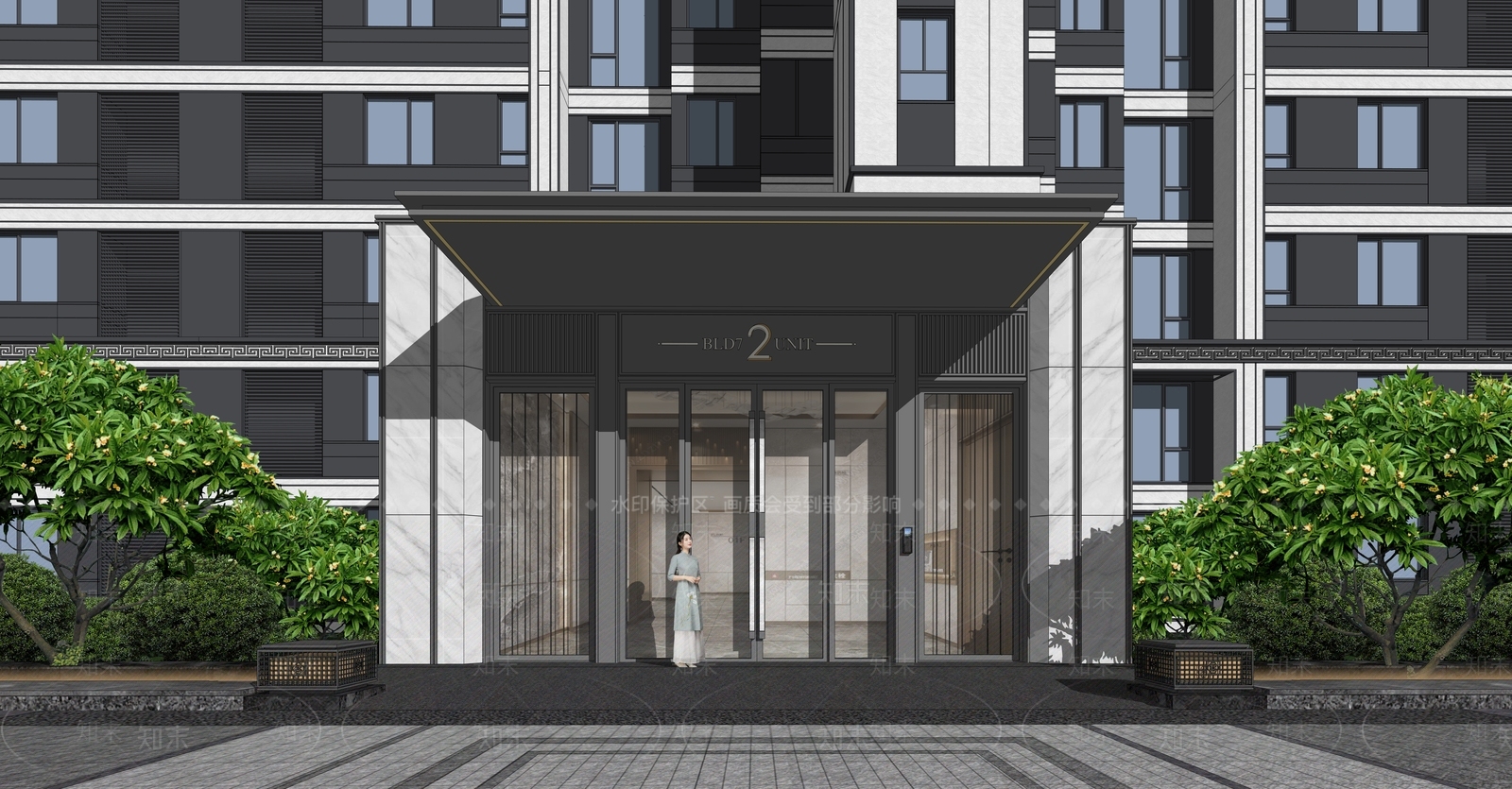 现代新中式多层住宅SU模型下载【ID:1200996071】