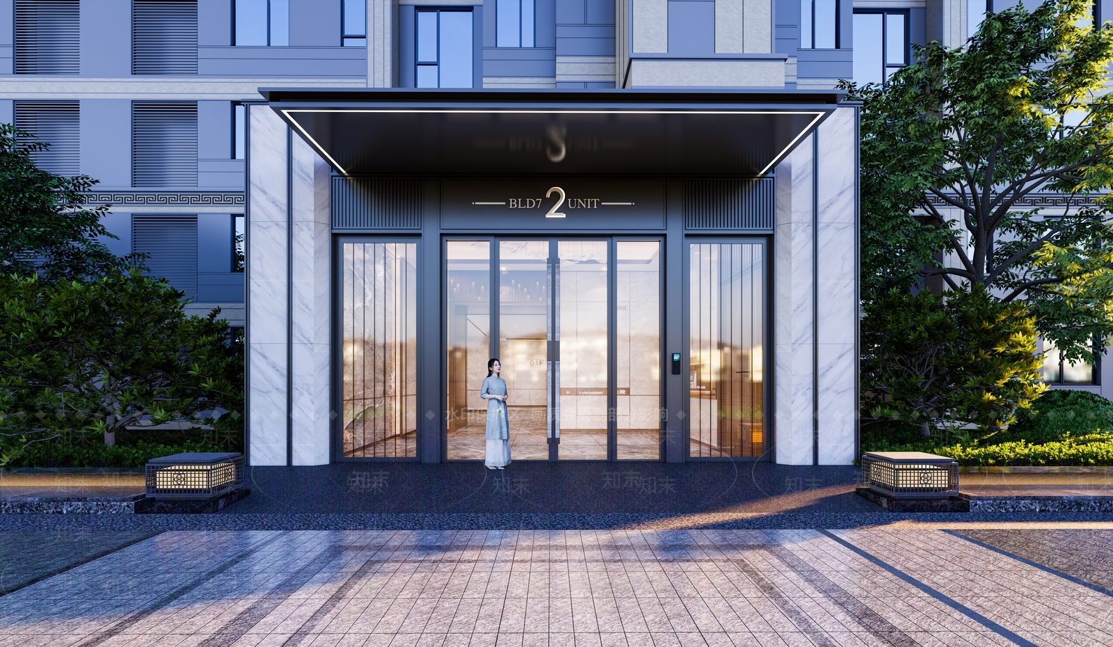 现代新中式多层住宅SU模型下载【ID:1200996071】